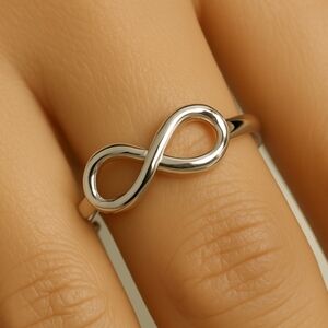 Elegant Silver tone Infinity Symbol Ring - Size 9 - Women's Fashion Jewelry